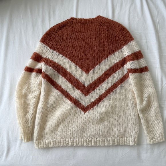 Sezane Joy Chevron Sweater White & Ochre / Brown, Size XS - Picture 11 of 13